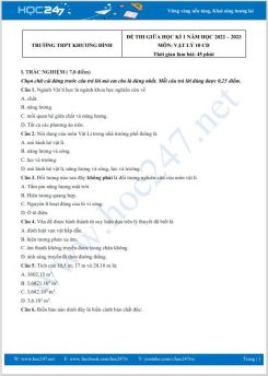 Đề thi giữa HK1 môn Vật lý 10 CD năm 2022-2023 có đáp án Trường THPT Khương Đình