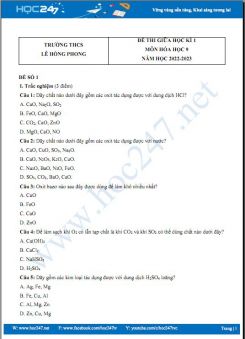 Bộ 3 đề thi giữa HK1 môn Hóa học 9 có đáp án năm 2022-2023 Trường THCS Lê Hồng Phong