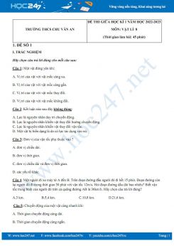 Bộ 5 đề thi giữa HK1 môn Vật lí 8 năm 2022-2023 có đáp án Trường THCS Chu Văn An