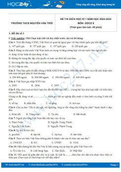 Bộ 5 đề thi giữa HK1 môn GDCD 9 năm 2022-2023 có đáp án Trường THCS Nguyễn Văn Trỗi