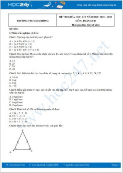 Bộ 5 đề thi giữa HK1 môn Toán 6 CD năm 2022-2023 có đáp án Trường THCS Kim Đồng