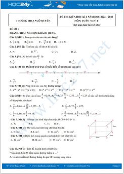 Bộ 5 đề thi giữa HK1 môn Toán 7 KNTT năm 2022-2023 có đáp án Trường THCS Ngô Quyền