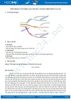 Viết đoạn văn ghi lại cảm xúc về bài thơ Lời của cây