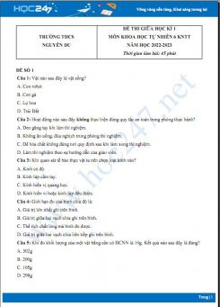 Bộ 5 đề thi giữa HK1 môn Khoa học tự nhiên 6 KNTT có đáp án năm 2022-2023 Trường THCS Nguyễn Du