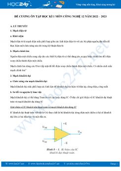 Đề cương ôn tập HK1 môn Công nghệ 12 năm 2022-2023