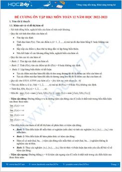 Đề cương ôn tập HK1 môn Toán 12 năm học 2022-2023