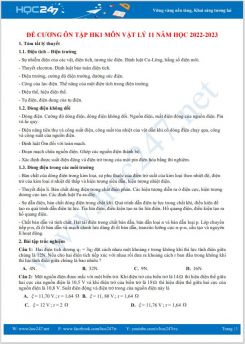 Đề cương ôn tập HK1 môn Vật lý 11 năm học 2022-2023