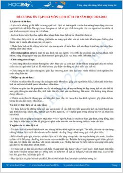 Đề cương ôn tập HK1 môn Lịch sử 10 CD năm học 2022-2023