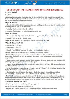 Đề cương ôn tập HK1 môn Toán 10 CD năm học 2022-2023