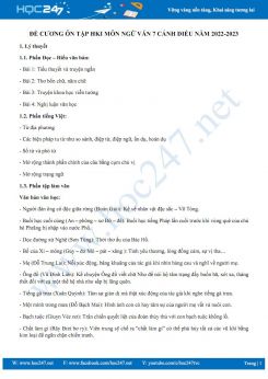 Đề cương ôn tập HK1 môn Ngữ văn 7 CD năm học 2022-2023