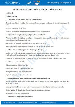 Đề cương ôn tập HK1 môn Ngữ văn 12 năm học 2022-2023