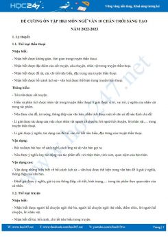 Đề cương ôn tập HK1 môn Ngữ văn 10 CTST năm học 2022-2023