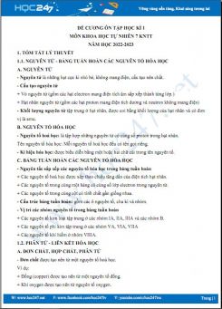 Đề cương ôn tập HK1 môn Khoa học tự nhiên 7 KNTT năm 2022-2023