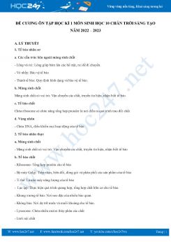 Đề cương ôn tập HK1 môn Sinh học 10 CTST năm 2022-2023