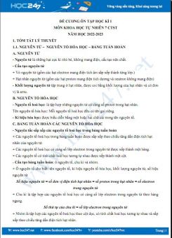 Đề cương ôn tập HK1 môn Khoa học tự nhiên 7 CTST năm 2022-2023