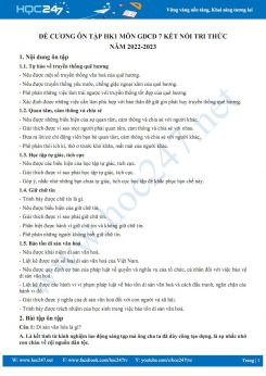 Đề cương ôn tập HK1 môn GDCD 7 KNTT năm 2022-2023