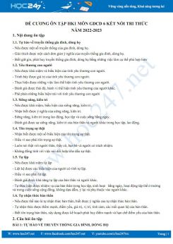 Đề cương ôn tập HK1 môn GDCD 6 KNTT năm 2022-2023