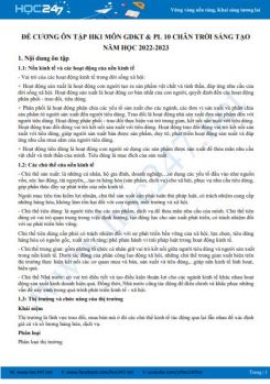 Đề cương ôn tập HK1 môn GDKT & PL 10 CTST năm 2022-2023