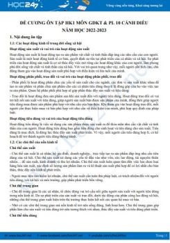 Đề cương ôn tập HK1 môn GDKT & PL 10 Cánh diều năm 2022-2023