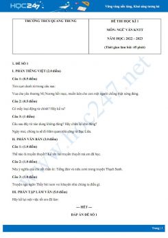 Bộ 3 đề thi HK1 môn Ngữ văn 6 KNTT năm 2022-2023 có đáp án Trường THCS Quang Trung