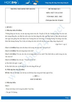 Bộ 3 đề thi HK1 môn Ngữ văn 6 CTST năm 2022-2023 có đáp án Trường THCS Đinh Tiên Hoàng