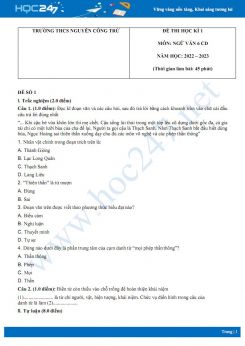 Bộ 3 đề thi HK1 môn Ngữ văn 6 Cánh diều năm 2022-2023 có đáp án Trường THCS Nguyễn Công Trứ