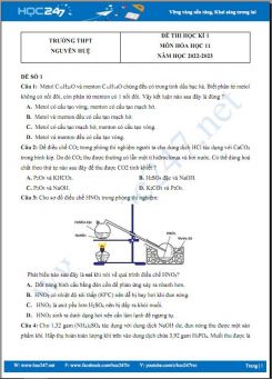 Bộ 5 đề thi HK1 môn Hóa học 11 có đáp án năm 2022-2023 Trường THPT Nguyễn Huệ