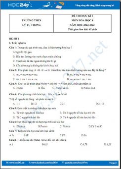 Bộ 5 đề thi HK1 môn Hóa học 8 có đáp án năm 2022-2023 Trường THCS THCS Lý Tự Trọng