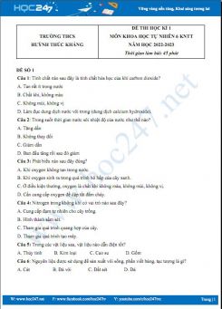Bộ 5 đề thi HK1 môn Khoa học tự nhiên 6 KNTT có đáp án năm 2022-2023 Trường THCS Huỳnh Thúc Kháng