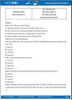 Bộ 5 đề thi HK1 môn Hóa học 12 có đáp án năm 2022-2023 Trường THPT Phan Đăng Lưu