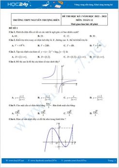 Bộ 5 đề thi HK1 môn Toán 12 năm 2022-2023 có đáp án Trường THPT Nguyễn Thượng Hiền