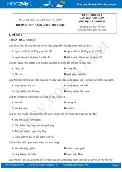 Bộ 5 đề thi HK1 môn Địa lí 11 năm 2022-2023 có đáp án Trường THPT Năng Khiếu Huyện Bình Chánh