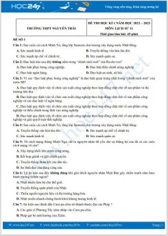 Bộ 5 đề thi HK1 môn Lịch sử 11 năm 2022-2023 có đáp án Trường THPT Nguyễn Trãi