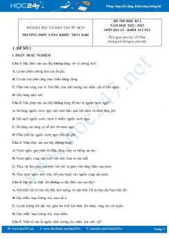 Bộ 5 đề thi HK1 môn Địa lí 10 CTST năm 2022-2023 có đáp án Trường THPT Năng Khiếu Huyện Bình Chánh