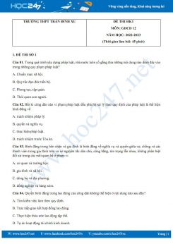 Bộ 5 đề thi HK1 môn GDCD 12 năm 2022-2023 có đáp án trường THPT Trần Đình Xu