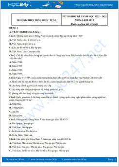 Bộ 5 đề thi HK1 môn Lịch sử 9 năm 2022-2023 có đáp án Trường THCS Trần Quốc Tuấn