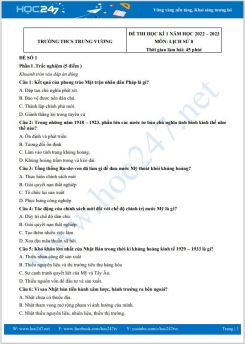 Bộ 5 đề thi HK1 môn Lịch sử 8 năm 2022-2023 có đáp án Trường THCS Trưng Vương