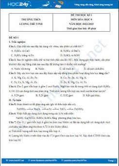 Bộ 5 đề thi HK1 môn Hóa học 9 có đáp án năm 2022-2023 Trường THCS Lương Thế Vinh