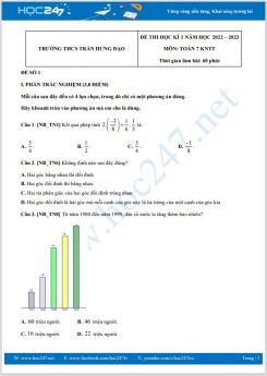 Bộ 5 đề thi HK1 môn Toán 7 KNTT năm 2022-2023 có đáp án Trường THCS Trần Hưng Đạo