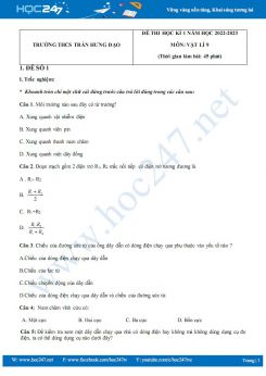 Bộ 5 đề thi HK1 môn Vật lí 9 năm 2022-2023 có đáp án Trường THCS Trần Hưng Đạo