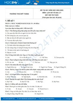 Bộ 5 đề thi HK1 môn Lịch sử và Địa lí 7 KNTT năm 2022-2023 có đáp án Trường THCS Mỹ Thắng