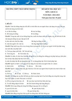 Bộ 5 đề thi HK1 môn GDCD 12 năm 2022-2023 có đáp án trường THPT Trần Bình Trọng