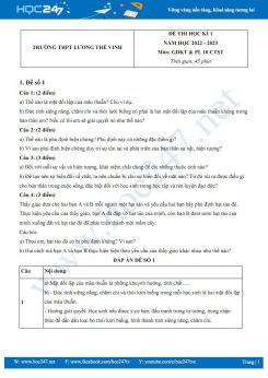 Bộ 5 đề thi HK1 môn GDKT PL 10 CTST năm 2022-2023 có đáp án trường THPT Lương Thế Vinh