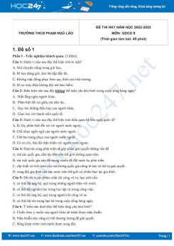 Bộ 5 đề thi HK1 môn GDCD 9 năm 2022-2023 có đáp án Trường THCS Phạm Ngũ Lão