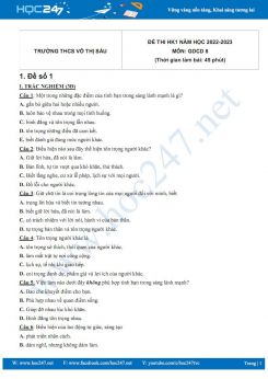 Bộ 5 đề thi HK1 môn GDCD 8 năm 2022-2023 có đáp án Trường THCS Võ Thị Sáu