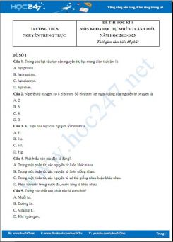 Bộ 5 đề thi HK1 môn Khoa học tự nhiên 7 Cánh Diều có đáp án năm 2022-2023 Trường THCS Nguyễn Trung Trực