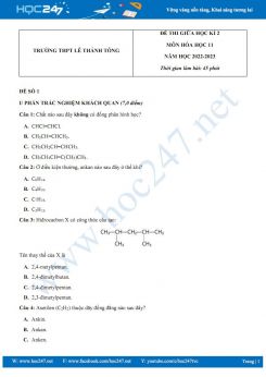 Đề thi giữa HK2 môn Hoá 11 năm 2022-2023 trường THPT Lê Thánh Tông có đáp án