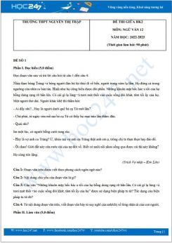 Bộ 5 đề thi giữa HK2 môn Ngữ văn 12 năm 2022-2023 có đáp án trường THPT Nguyễn Thị Thập