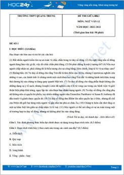 Bộ 5 đề thi giữa HK2 môn Ngữ văn 12 năm 2022-2023 có đáp án trường THPT Quang Trung