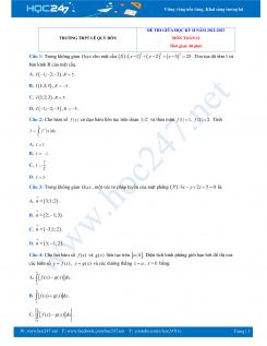 Đề thi giữa HK2 môn Toán 12 năm 2022-2023 Trường THPT Lê Quý Đôn có đáp án